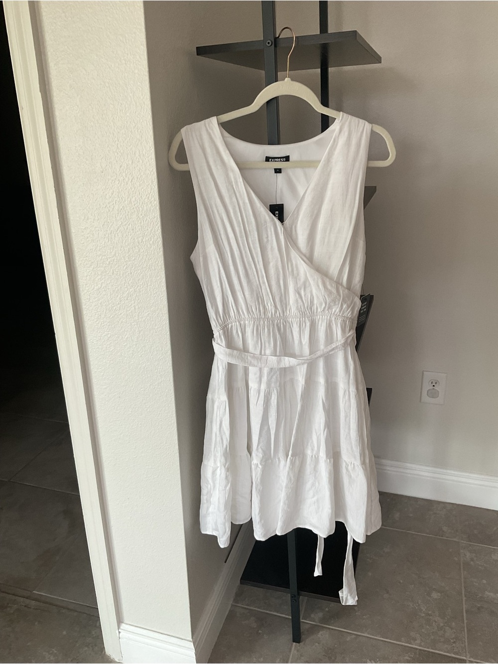 Express White Sleeveless Wrap Mini Dress